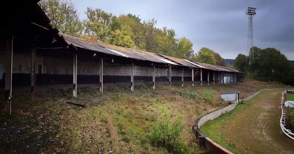 Abandoned football stadium with graffiti and overgrown terraces – Daily Star