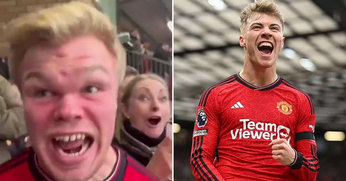 Sean Millis, parecido a Rasmus Hojlund, enloquece en Old Trafford mientras la estrella del Manchester United marca – Daily Star