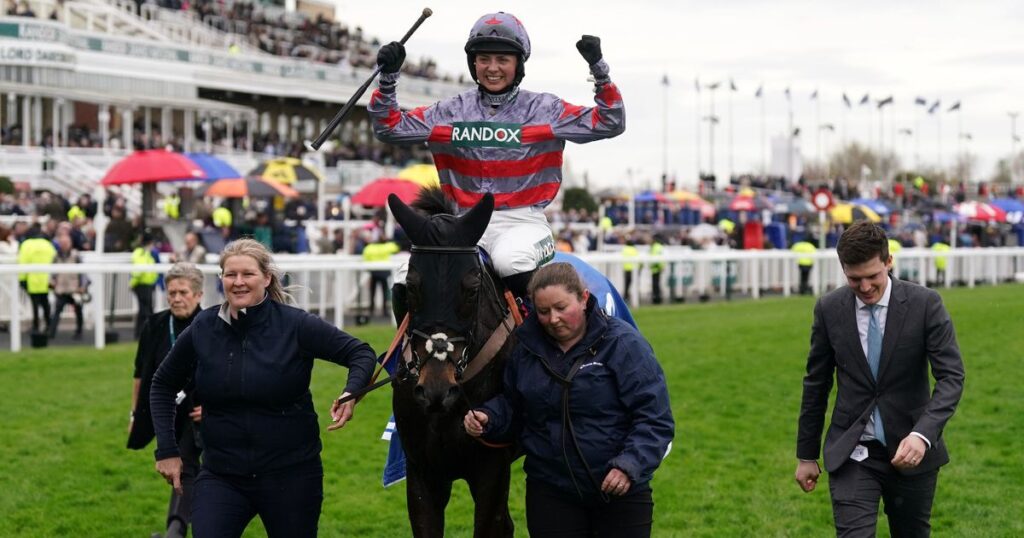 Bryony Frost claims victory at Grand National Festival, mentioning limited opportunities for rides.
