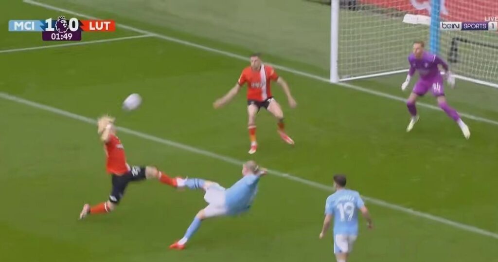 Haaland bicycle kick leads to Man City goal despite heading for corner flag – Daily Star