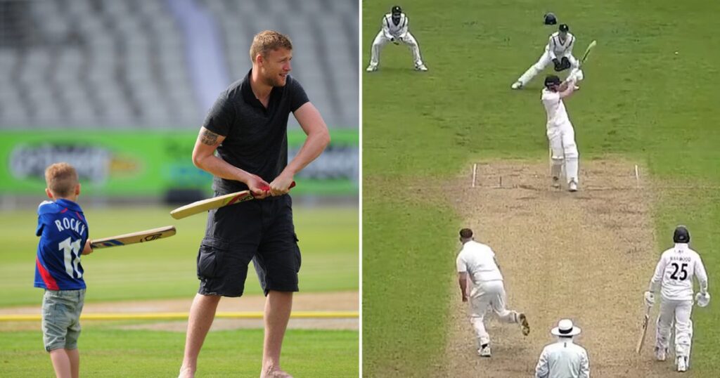 Freddie Flintoff’s 16-year-old son scores his first century for Lancashire, exciting cricket fans.