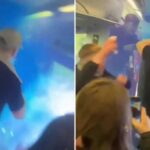 Football fans ignite smoke bomb on train in embarrassing ‘no pyro, no party’ video – Daily Star