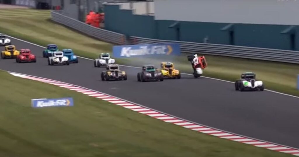 Horror incident as motor racing car flips on its side and rolls over at Donington – Daily Star