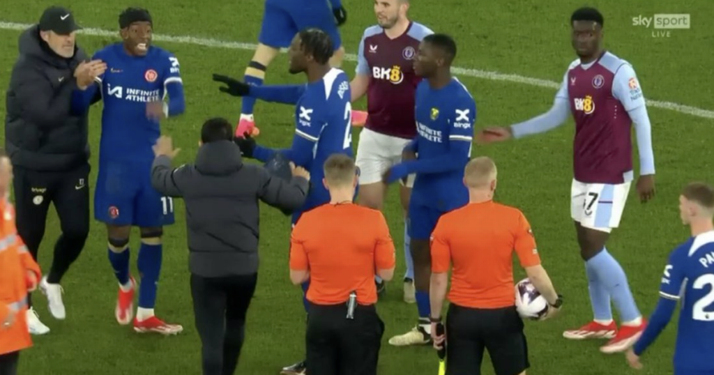 Chelsea players angrily confront referee following controversial VAR decision in Aston Villa draw – Daily Star